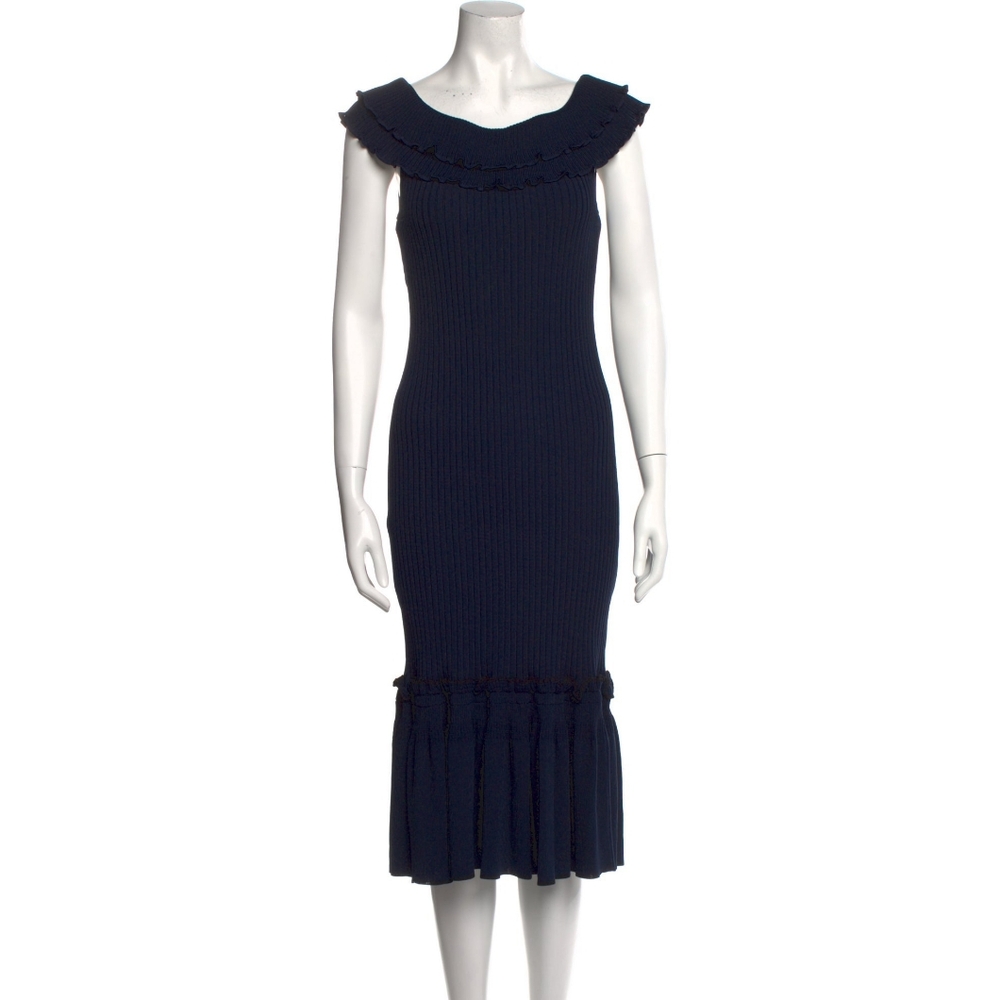 Jonathan Simkhai Ribbed Knit Off Shoulder Wiggle Dress